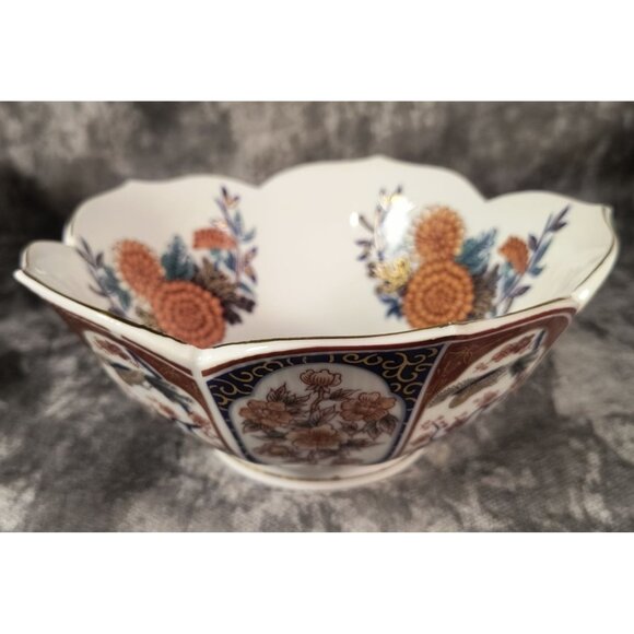 Vintage Japanese Floral Porcelain Bowl By A Price Scalloped Edge - Picture 1 of 7